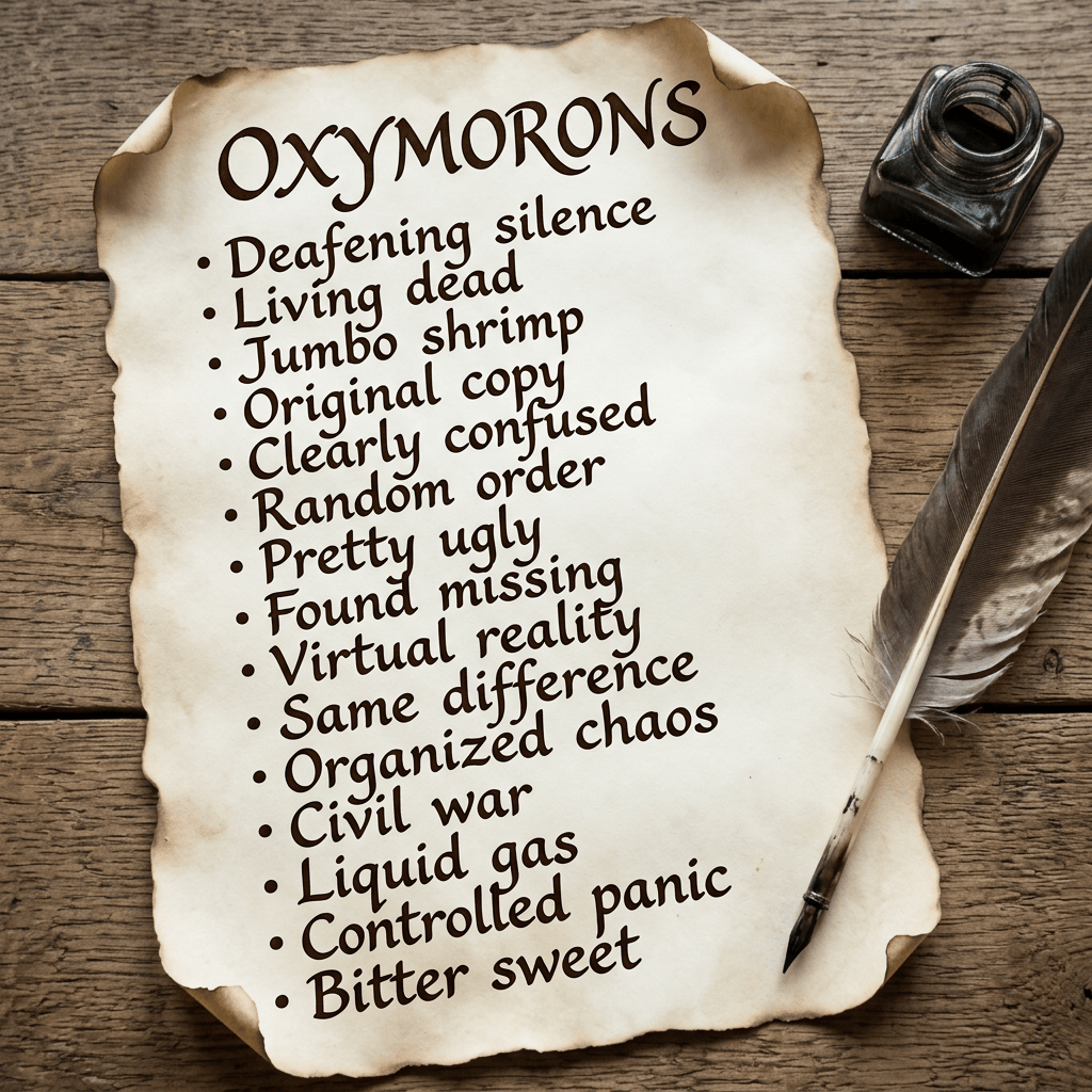 Visual list of oxymoron examples